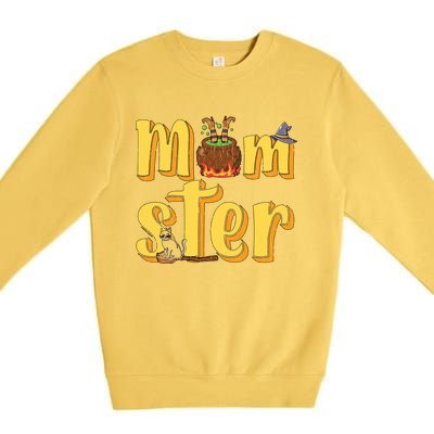 Vintage Momster Mom Mommy Mama Monster Halloween Mother Gift Premium Crewneck Sweatshirt