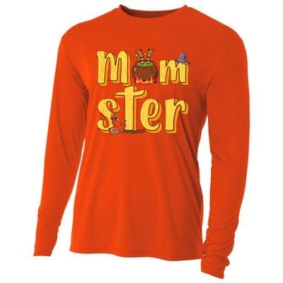 Vintage Momster Mom Mommy Mama Monster Halloween Mother Gift Cooling Performance Long Sleeve Crew