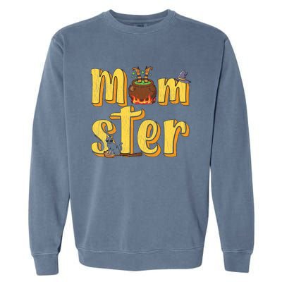 Vintage Momster Mom Mommy Mama Monster Halloween Mother Gift Garment-Dyed Sweatshirt