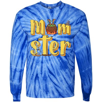 Vintage Momster Mom Mommy Mama Monster Halloween Mother Gift Tie-Dye Long Sleeve Shirt