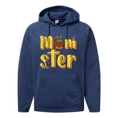 Vintage Momster Mom Mommy Mama Monster Halloween Mother Gift Performance Fleece Hoodie