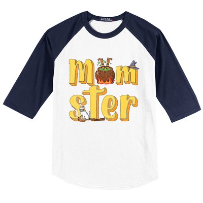 Vintage Momster Mom Mommy Mama Monster Halloween Mother Gift Baseball Sleeve Shirt