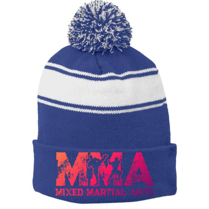 Vintage Mixed Martial Arts Mma Gift Stripe Pom Pom Beanie