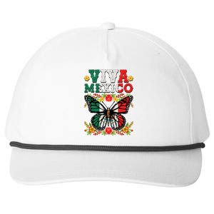 Viva Mexico Mexican Independence Day Butterfly Snapback Five-Panel Rope Hat