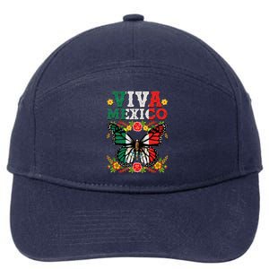 Viva Mexico Mexican Independence Day Butterfly 7-Panel Snapback Hat