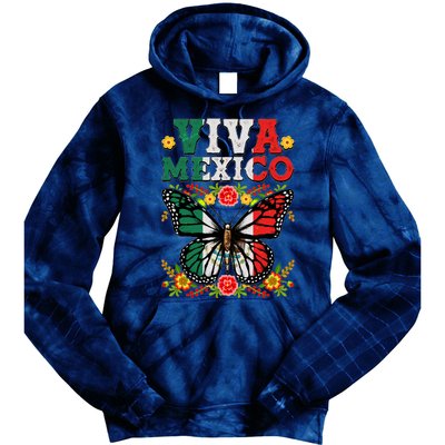 Viva Mexico Mexican Independence Day Butterfly Tie Dye Hoodie