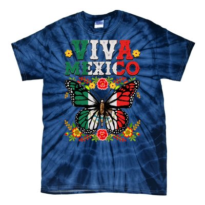 Viva Mexico Mexican Independence Day Butterfly Tie-Dye T-Shirt