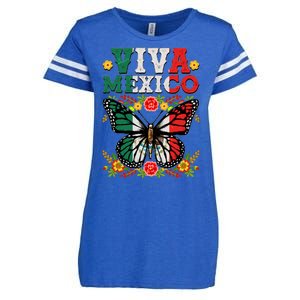 Viva Mexico Mexican Independence Day Butterfly Enza Ladies Jersey Football T-Shirt