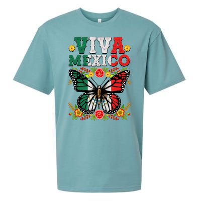 Viva Mexico Mexican Independence Day Butterfly Sueded Cloud Jersey T-Shirt