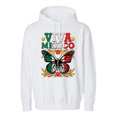 Viva Mexico Mexican Independence Day Butterfly Garment-Dyed Fleece Hoodie