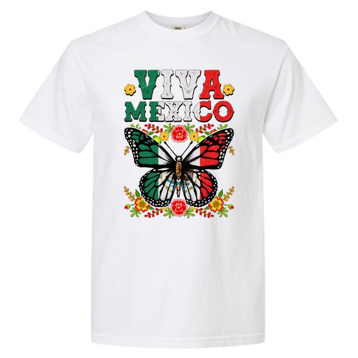 Viva Mexico Mexican Independence Day Butterfly Garment-Dyed Heavyweight T-Shirt