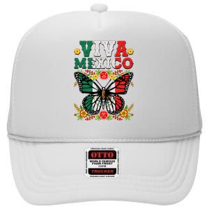 Viva Mexico Mexican Independence Day Butterfly High Crown Mesh Back Trucker Hat