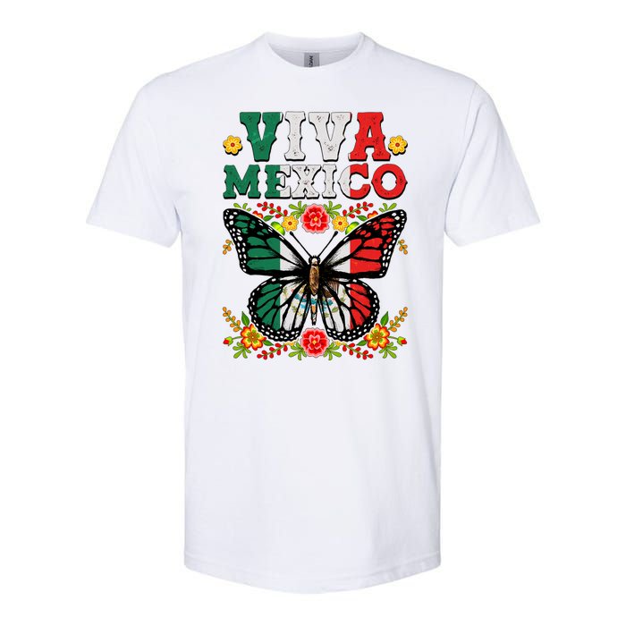 Viva Mexico Mexican Independence Day Butterfly Softstyle CVC T-Shirt