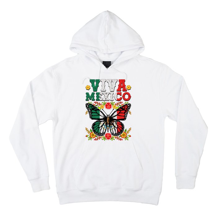 Viva Mexico Mexican Independence Day Butterfly Hoodie