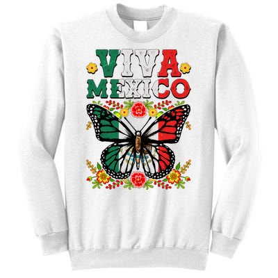 Viva Mexico Mexican Independence Day Butterfly Sweatshirt