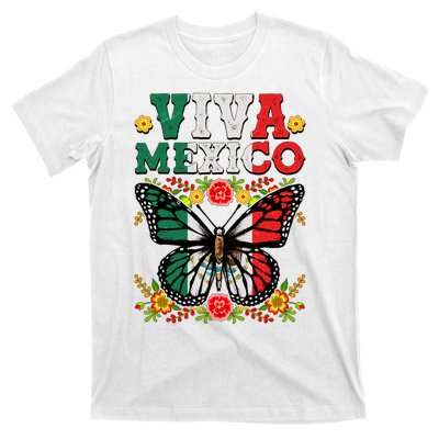 Viva Mexico Mexican Independence Day Butterfly T-Shirt