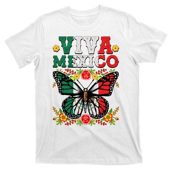 Viva Mexico Mexican Independence Day Butterfly T-Shirt