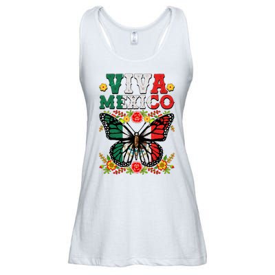 Viva Mexico Mexican Independence Day Butterfly Ladies Essential Flowy Tank