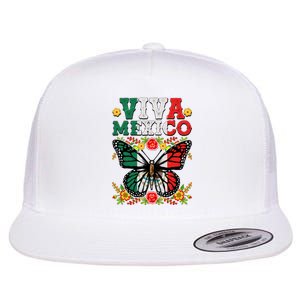 Viva Mexico Mexican Independence Day Butterfly Flat Bill Trucker Hat