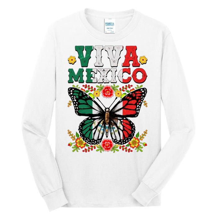 Viva Mexico Mexican Independence Day Butterfly Tall Long Sleeve T-Shirt