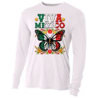 Viva Mexico Mexican Independence Day Butterfly Cooling Performance Long Sleeve Crew