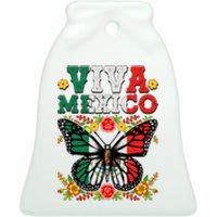 Viva Mexico Mexican Independence Day Butterfly Ceramic Bell Ornament