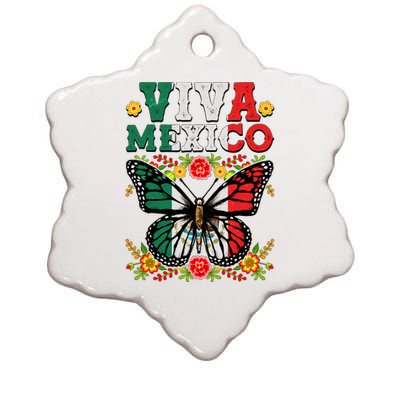 Viva Mexico Mexican Independence Day Butterfly Ceramic Star Ornament