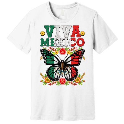 Viva Mexico Mexican Independence Day Butterfly Premium T-Shirt