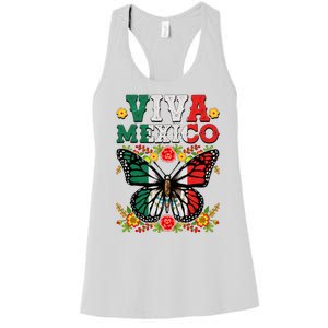 Viva Mexico Mexican Independence Day Butterfly Women's Racerback Tank