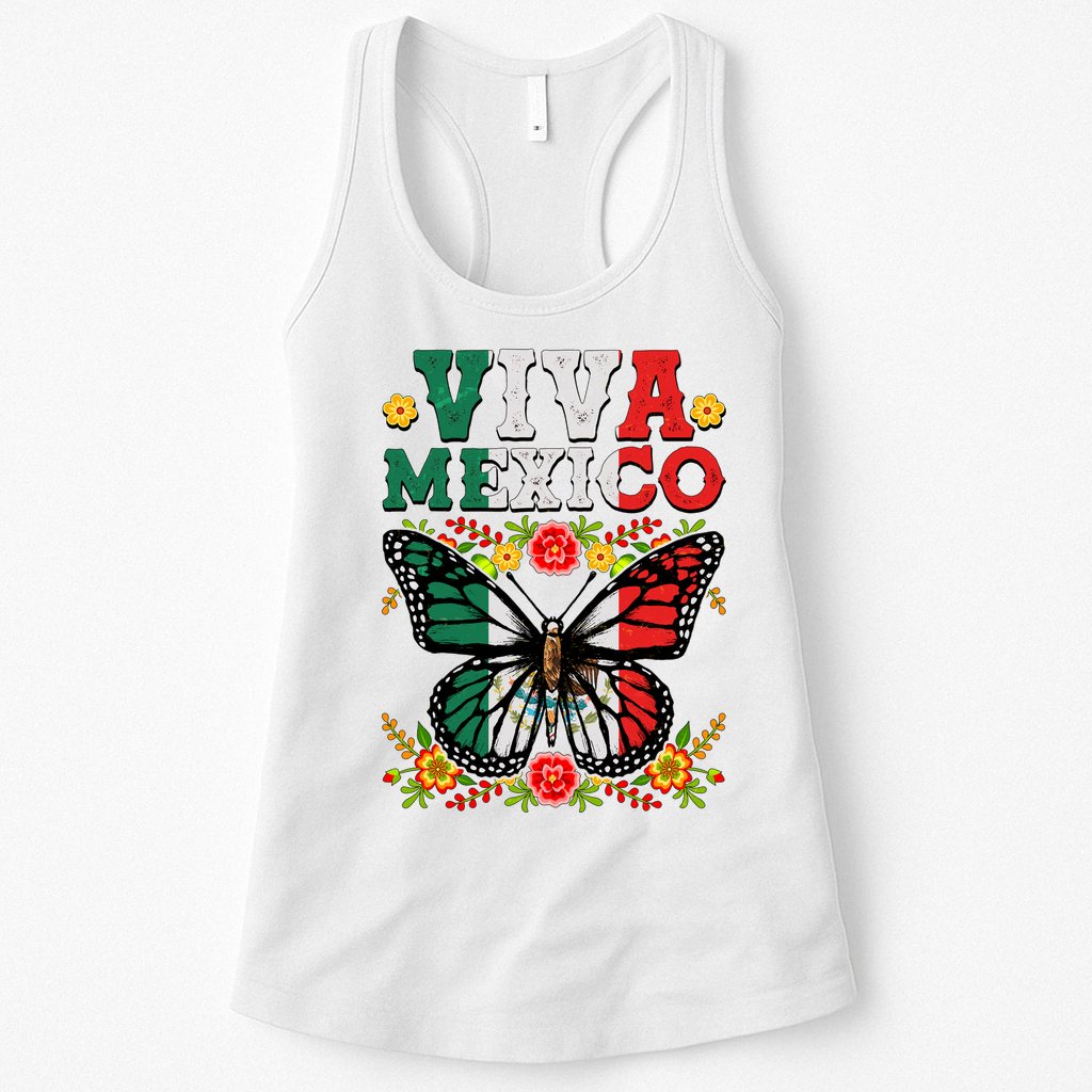 Viva Mexico Mexican Independence Day Butterfly Womens Tank Top