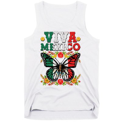 Viva Mexico Mexican Independence Day Butterfly Tank Top