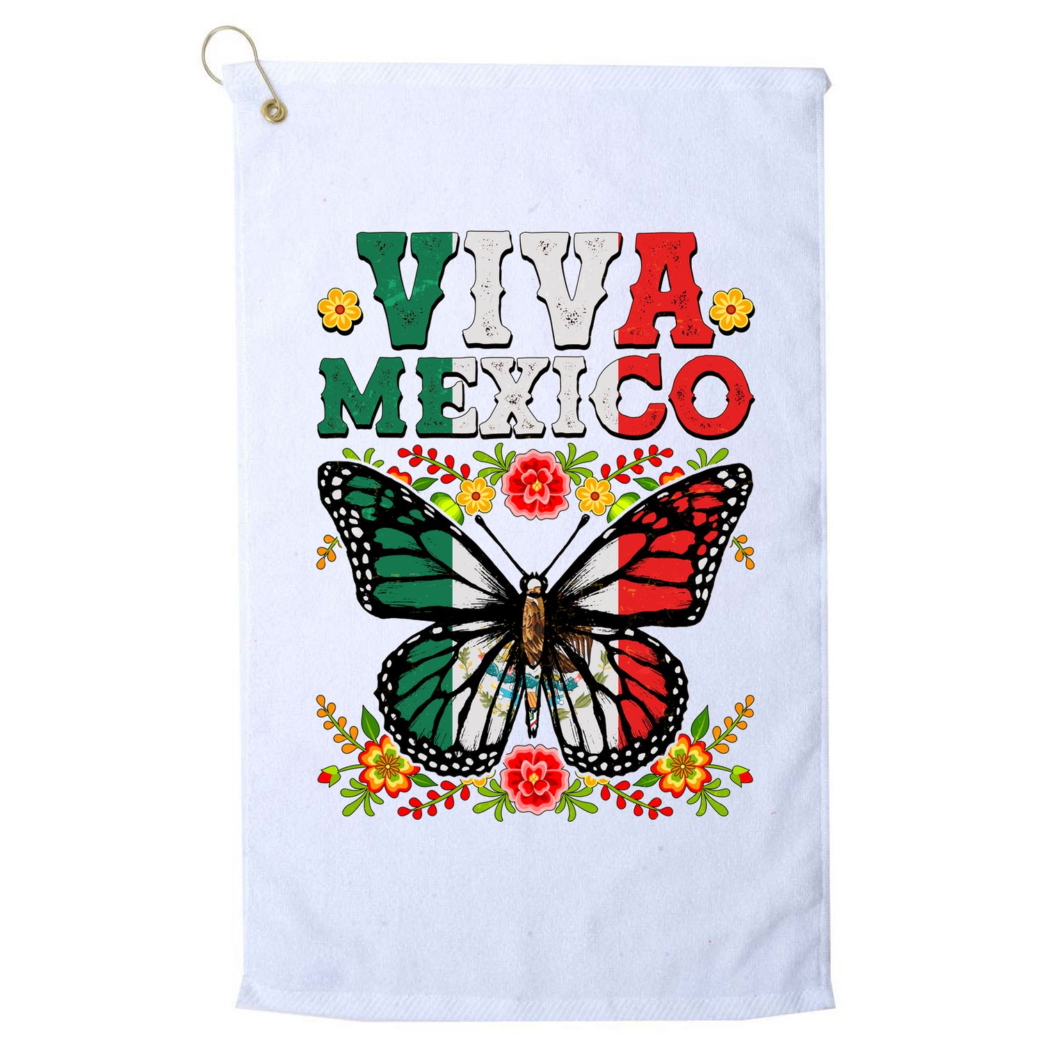 Viva Mexico Mexican Independence Day Butterfly Golf Towel