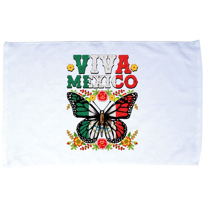 Viva Mexico Mexican Independence Day Butterfly Microfiber Hand Towel