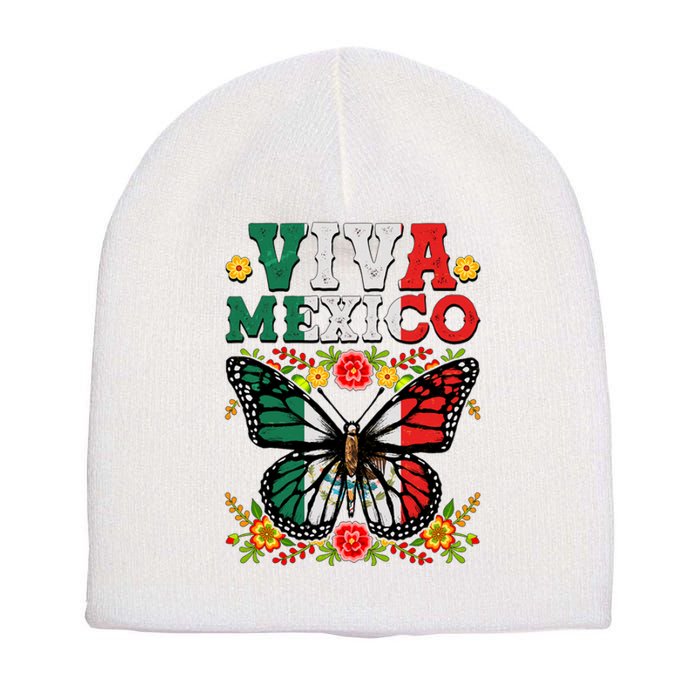 Viva Mexico Mexican Independence Day Butterfly Short Acrylic Beanie