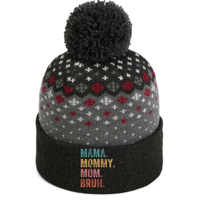 Vintage Mama Mommy Mom Bruh Retro Groovy Funny MotherS Day The Baniff Cuffed Pom Beanie