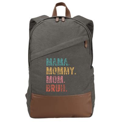 Vintage Mama Mommy Mom Bruh Retro Groovy Funny MotherS Day Cotton Canvas Backpack