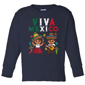 Viva Mexico Maracas Guitar Mexican Independence Toddler Long Sleeve Shirt