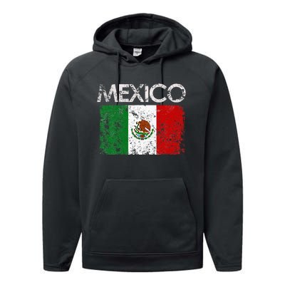 Vintage Mexico Mexican Flag Pride Gift Performance Fleece Hoodie