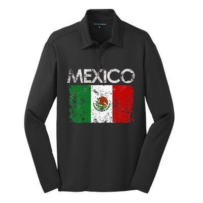 Vintage Mexico Mexican Flag Pride Gift Silk Touch Performance Long Sleeve Polo