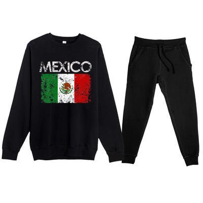 Vintage Mexico Mexican Flag Pride Gift Premium Crewneck Sweatsuit Set