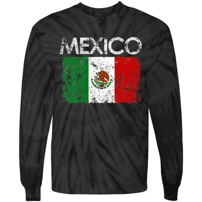 Vintage Mexico Mexican Flag Pride Gift Tie-Dye Long Sleeve Shirt