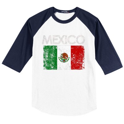 Vintage Mexico Mexican Flag Pride Gift Baseball Sleeve Shirt