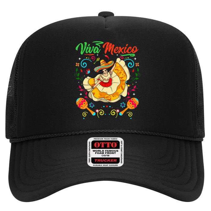 Viva Mexico Mexican independence day I Love Mexico High Crown Mesh Back Trucker Hat