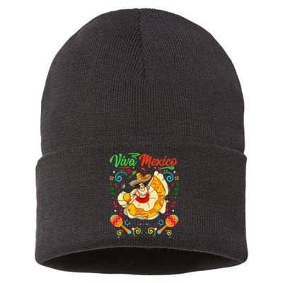 Viva Mexico Mexican independence day I Love Mexico Sustainable Knit Beanie