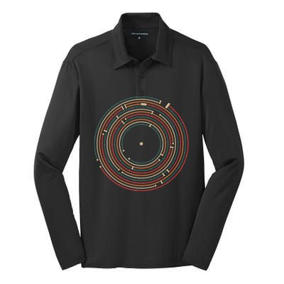 Vinyl Music Metro Record Map Labyrinth Silk Touch Performance Long Sleeve Polo