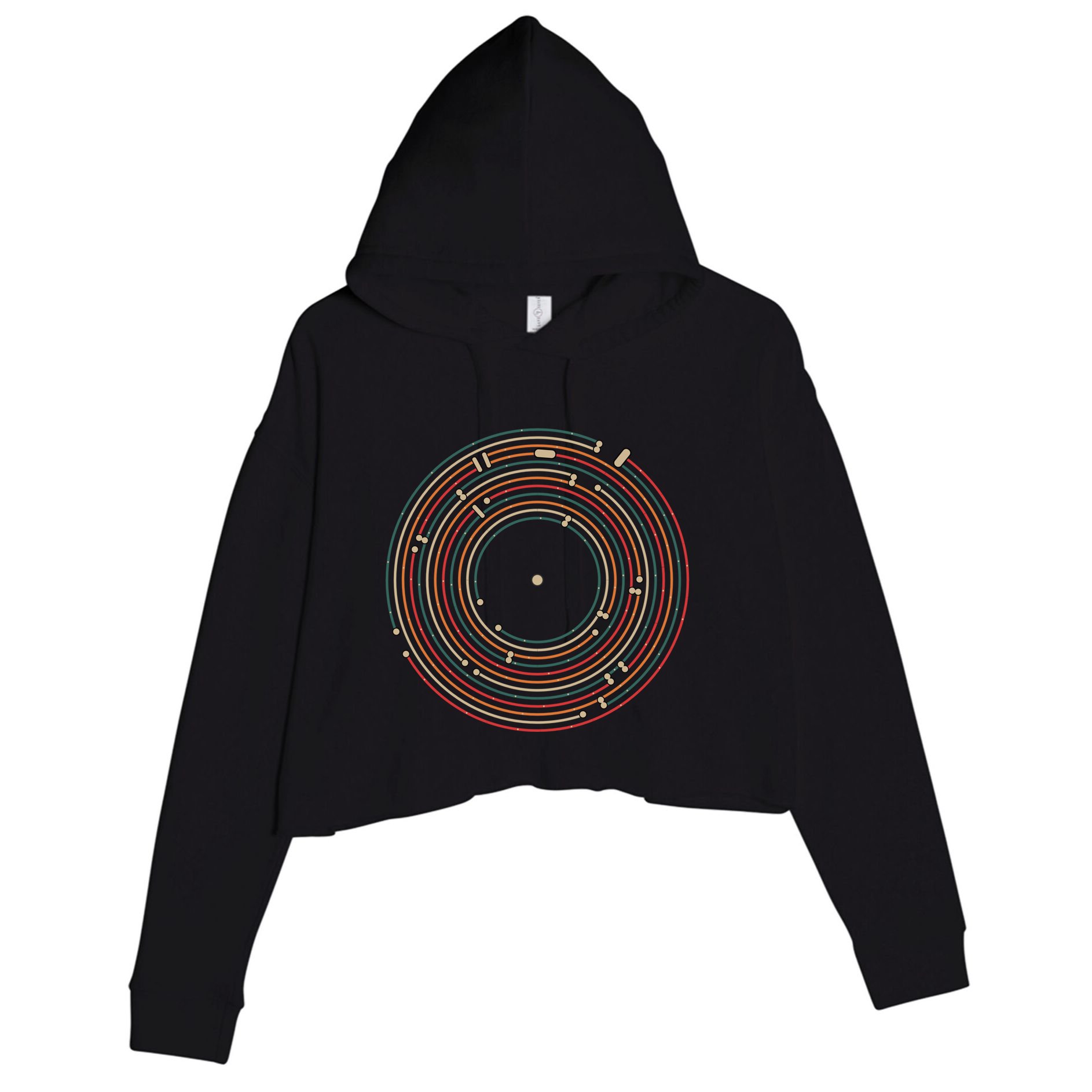 Vinyl Music Metro Record Map Labyrinth Crop Fleece Hoodie