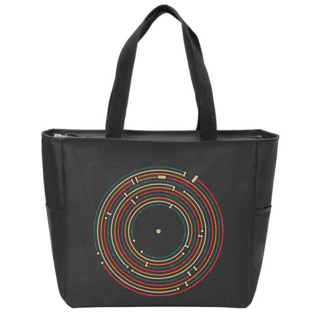 Vinyl Music Metro Record Map Labyrinth Zip Tote Bag