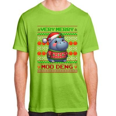 Very Merry Moo Deng Christmas Cute Hippo Moo Deng Adult ChromaSoft Performance T-Shirt