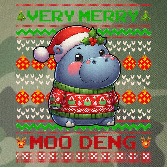 Very Merry Moo Deng Christmas Cute Hippo Moo Deng Legacy Tie Dye Trucker Hat