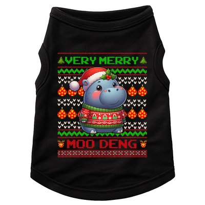 Very Merry Moo Deng Christmas Cute Hippo Moo Deng Doggie Tank